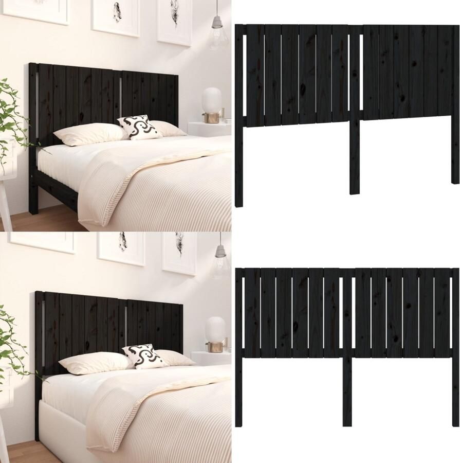 VidaXL Hoofdbord 145 5x4x100 cm massief grenenhout zwart Hoofdbord Hoofdborden Hoofdeinde Houten Hoofdbord