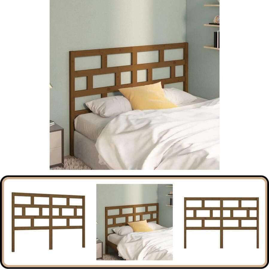 VidaXL Hoofdbord 146x100 cm Grenenhout Honingbruin Houten Hoofdbord Hoofdeinde Klassieke Stijl Grenenhout Bruine Kleur Beddecoratie Slaapkamervloerisolator Kamer Decoreren Vintage Meubels Landelijke Stijl