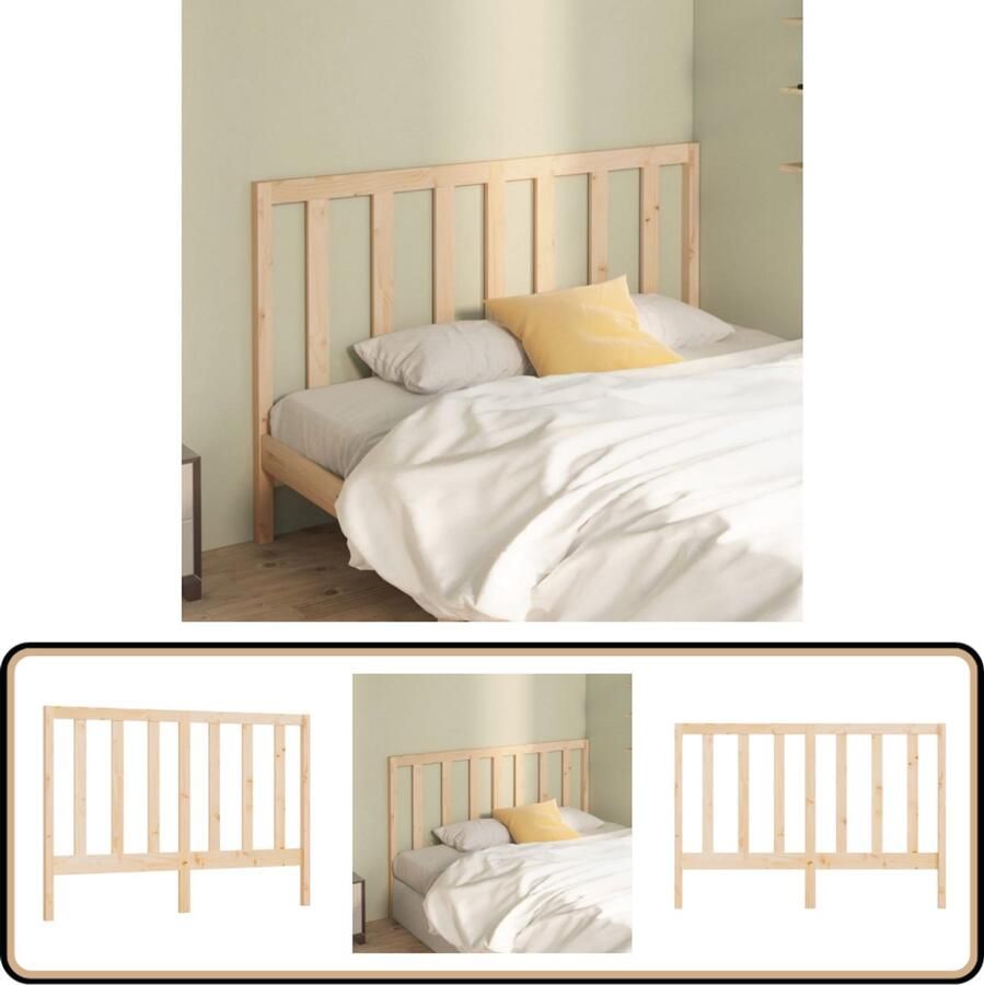 VidaXL Hoofdbord 146x100 cm Massief Grenenhout Houten Hoofdbord Hoofdeinde Massief Grenenhout Bruine Hoofdbord Vintage Hoofdbord Kamerdecoratie Slaapkamerstijl Bed Accessoires Luxe Hoofdbord