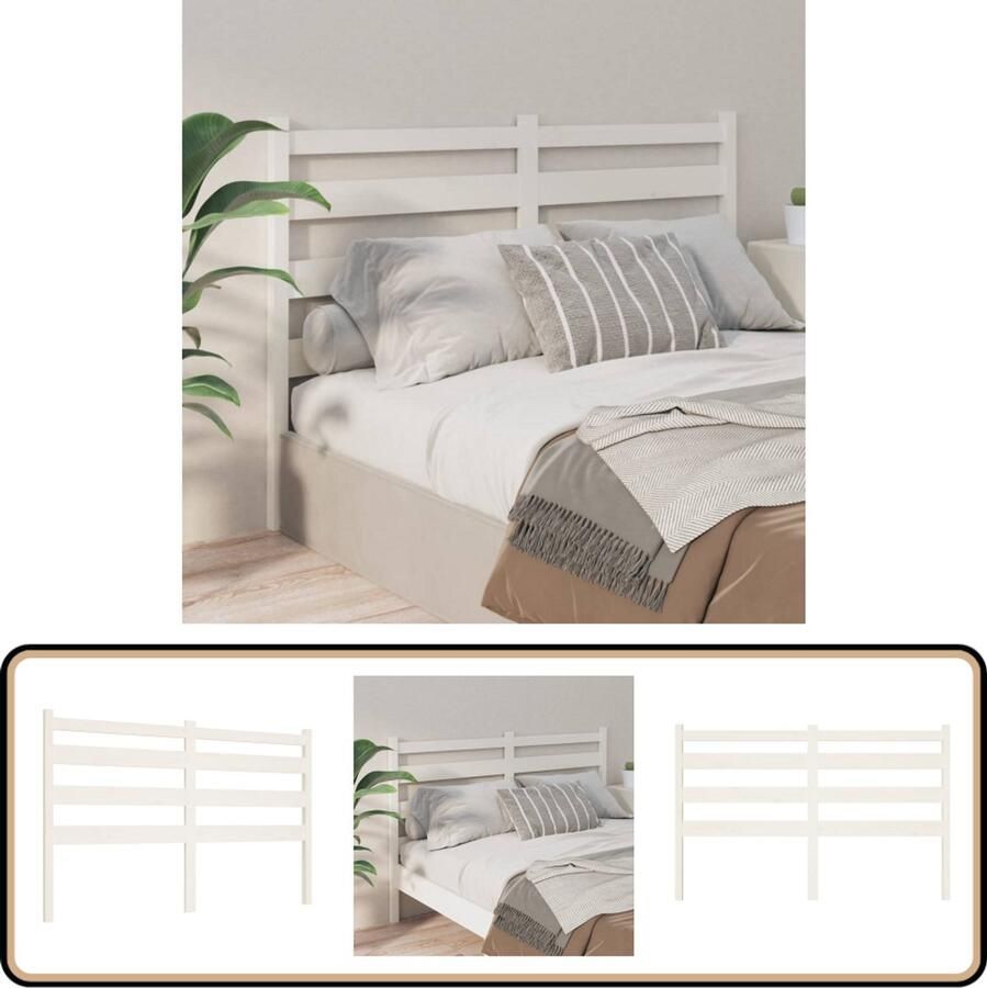VidaXL Hoofdbord 166x4x100 cm Massief Grenenhout Wit Houten Hoofdbord Hoofddekens Beddecoratie Slaapkamers Grenenhout Meubilair Wit Hoofdbord Modern Hoofdbord Comfortabel Hoofdbord