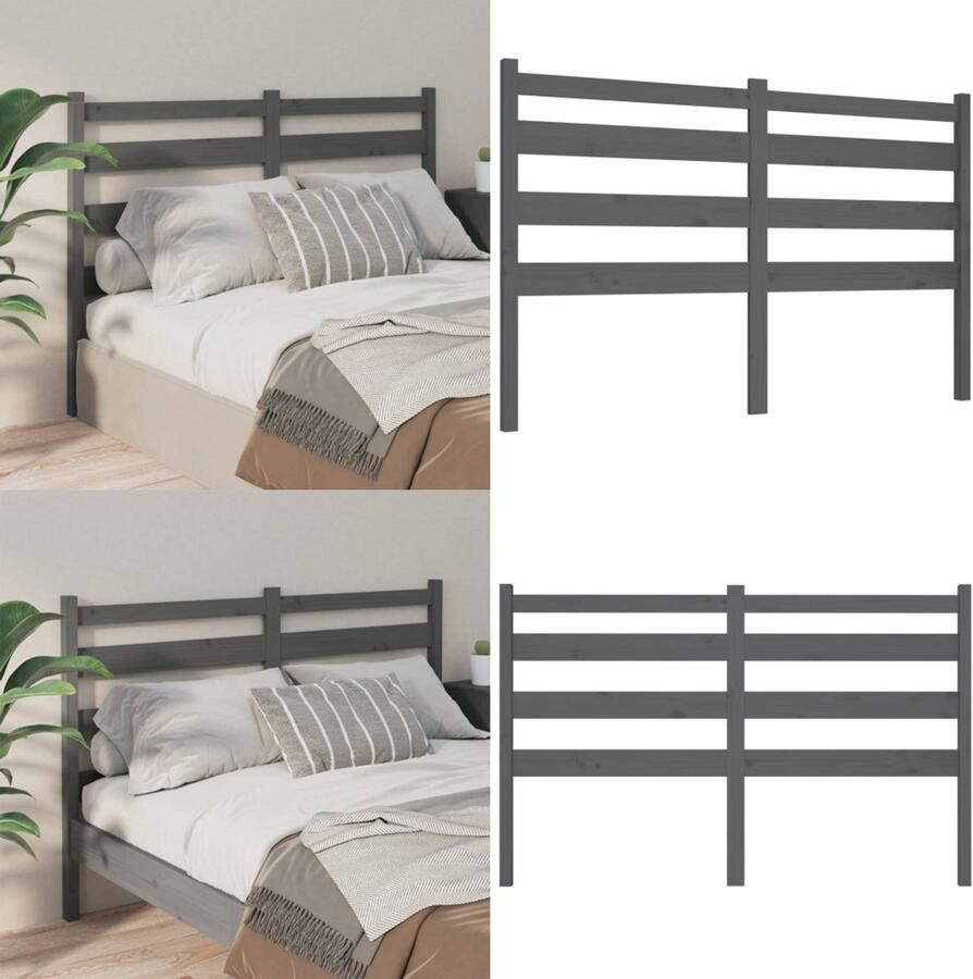 VidaXL Hoofdbord 146x4x100 cm massief grenenhout grijs Hoofdbord Hoofdborden Hoofdeinde Houten Hoofdbord - Foto 4