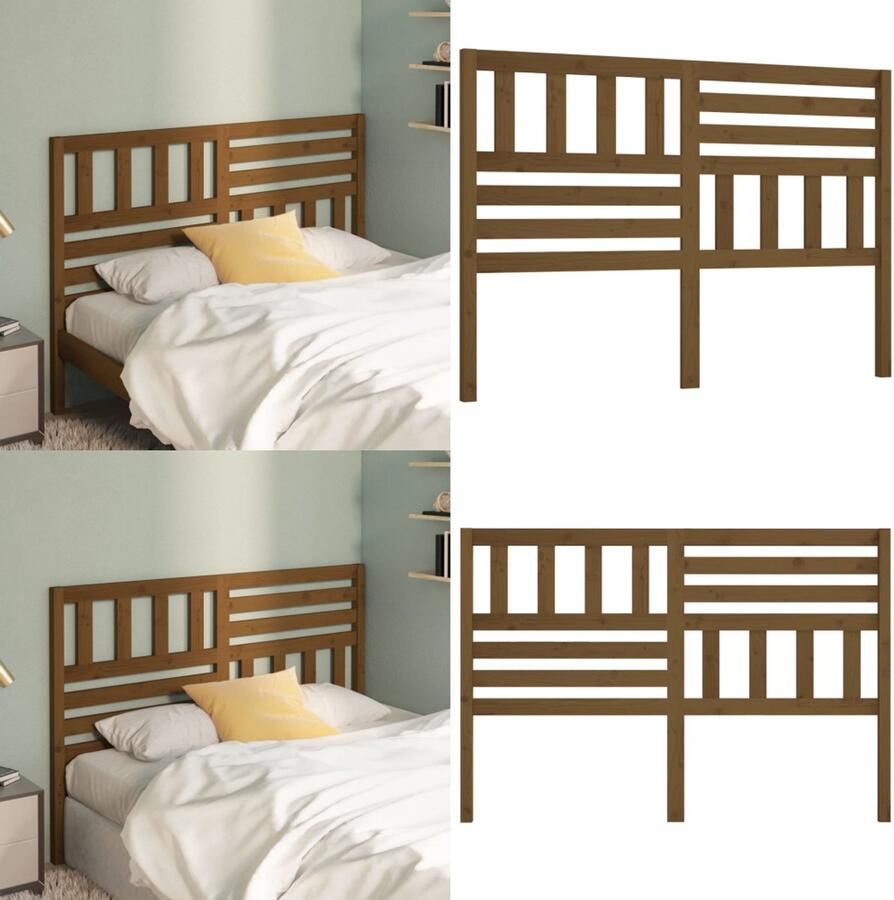 VidaXL Hoofdbord 146x4x100 cm massief grenenhout honingbruin Hoofdbord Hoofdborden Hoofdeinde Houten Hoofdbord - Foto 2