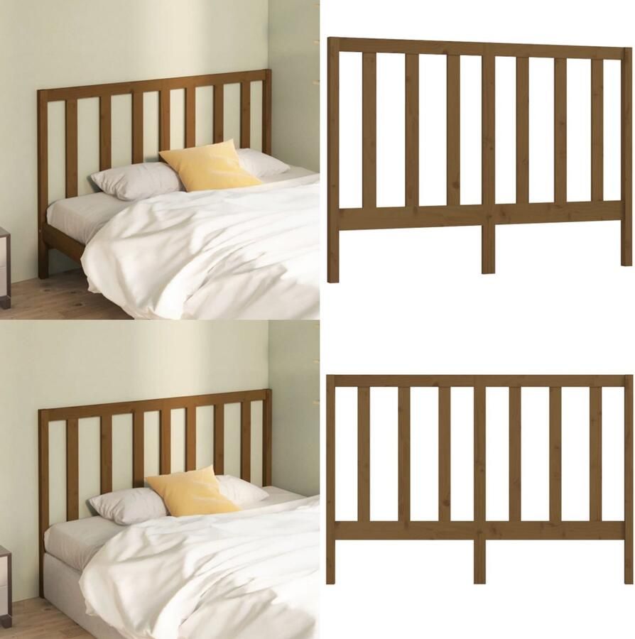 VidaXL Hoofdbord 146x4x100 cm massief grenenhout honingbruin Hoofdbord Hoofdborden Hoofdeinde Houten Hoofdbord - Foto 3