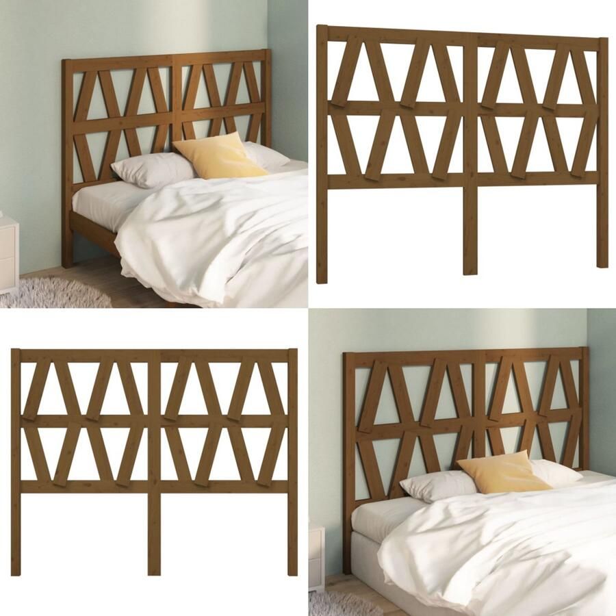 VidaXL Hoofdbord 146x4x100 cm massief grenenhout honingbruin Hoofdbord Hoofdborden Hoofdeinde Houten Hoofdbord