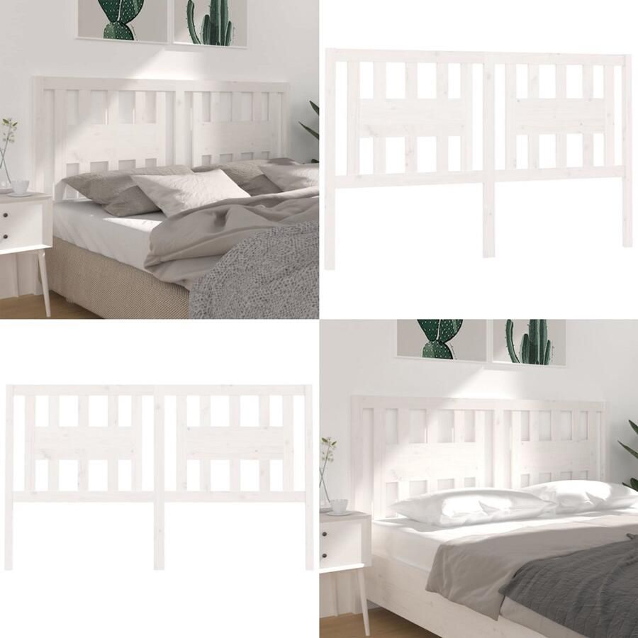 VidaXL Hoofdbord 206x4x100 cm massief grenenhout wit Hoofdbord Hoofdborden Hoofdeinde Houten Hoofdbord