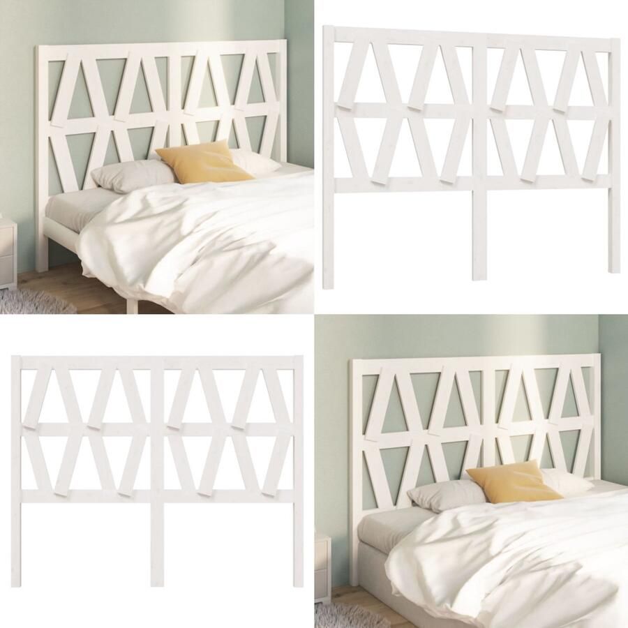 VidaXL Hoofdbord 146x4x100 cm massief grenenhout wit Hoofdbord Hoofdborden Hoofdeinde Houten Hoofdbord