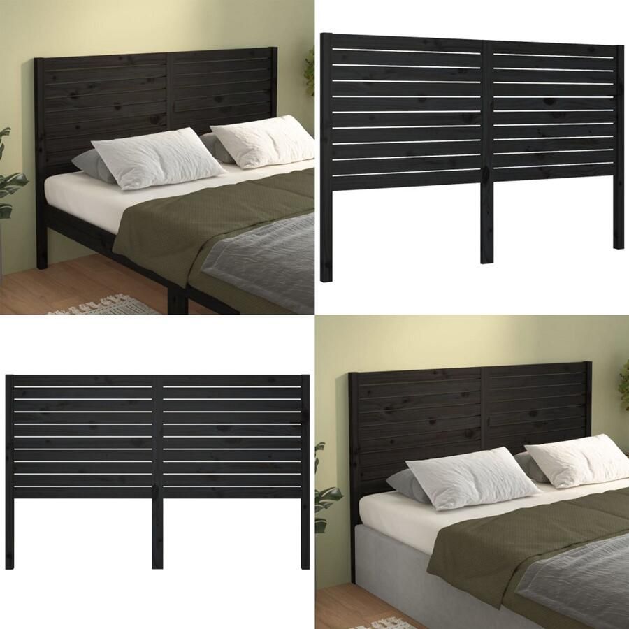 VidaXL Hoofdbord 146x4x100 cm massief grenenhout zwart Hoofdbord Hoofdborden Hoofdeinde Houten Hoofdbord