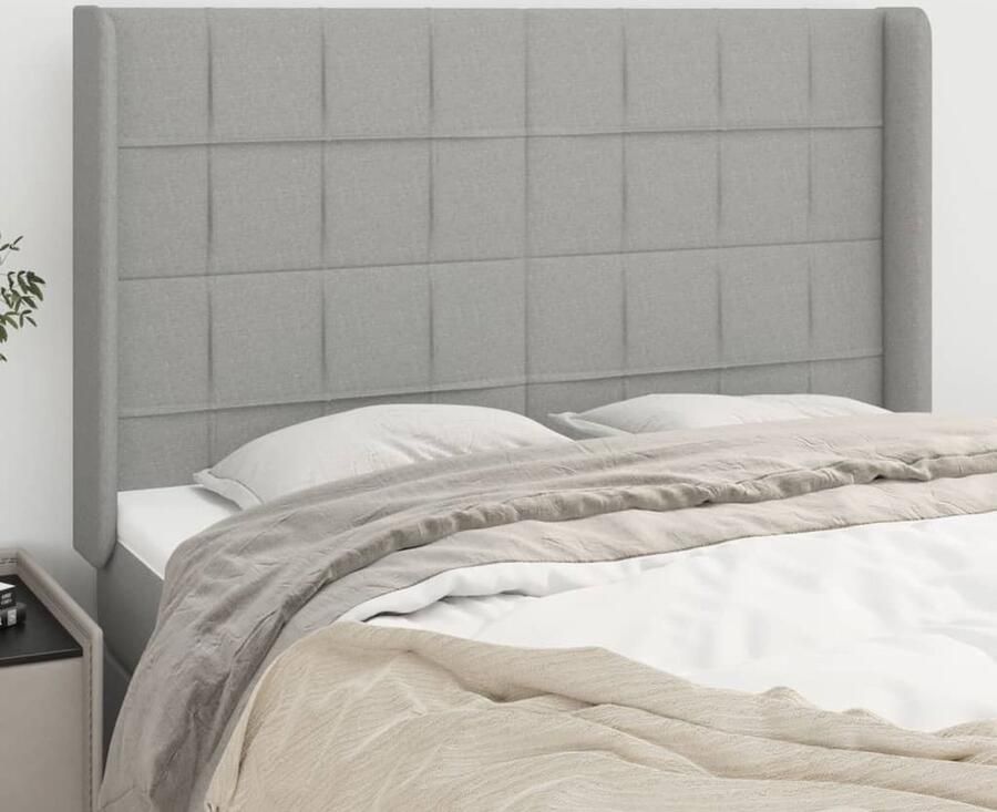 VidaXL Hoofdbord 147x118 cm Lichtgrijs Stof Klassieke Hoofdbord Grijs Bedhoofd Slaapkamers Comfortabel Hoofdbord Stoffen Hoofdbord Modern Hoofdbord - Foto 2