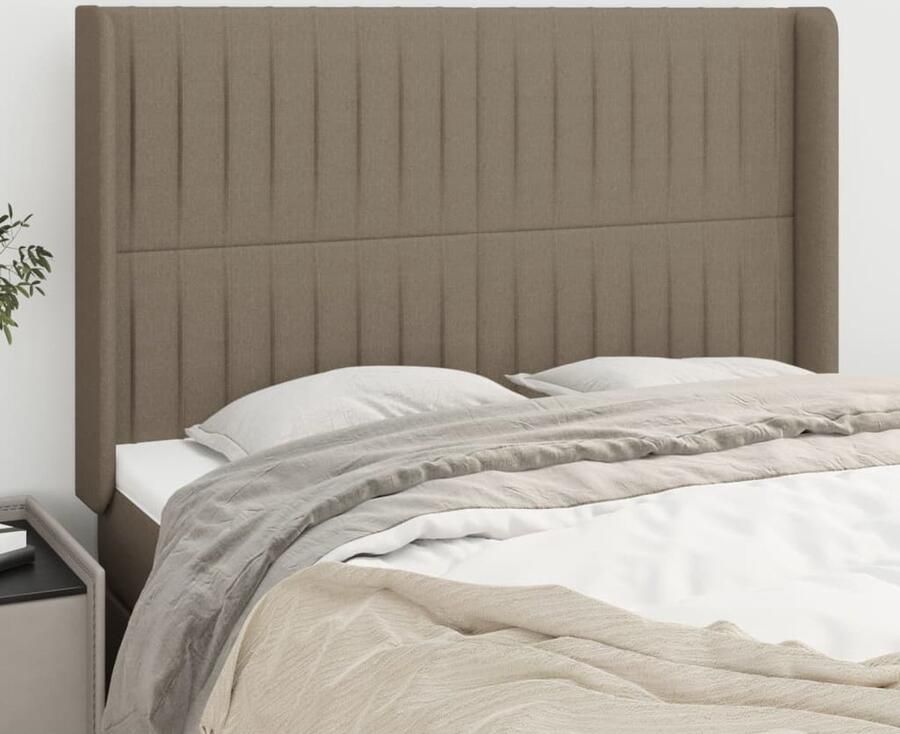 VidaXL Hoofdbord 147x16x118 128 cm Stof Taupe Hoofd Bord Hoofdkussen Beddecoratie Slaap Accessoires Bedroom Decor Taupes Kleur - Foto 2