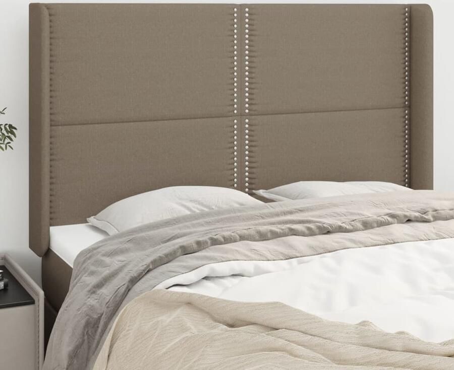 VidaXL Hoofdbord 147x16x118 128 cm Taupe Stof Hoofd Bord Beddecoratie Hoofdsteun Slaap Accessoires Taupec - Foto 2