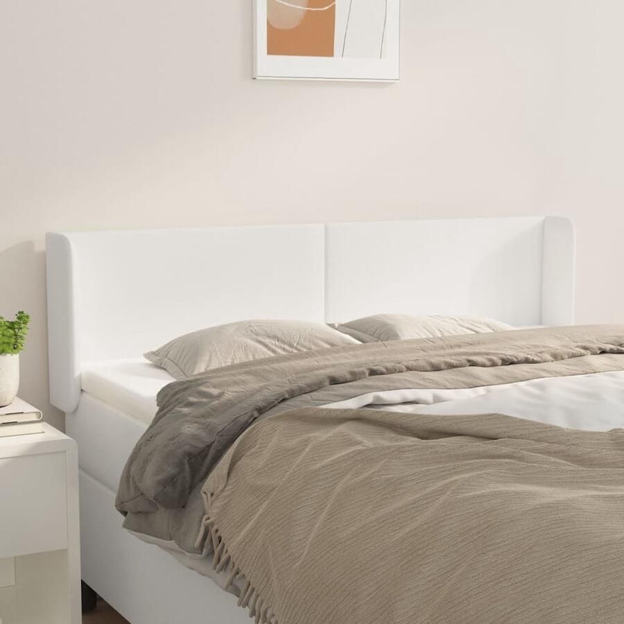 VidaXL Hoofdbord 147x16x78 88 cm Kunstleer Wit Hoofd Bord Hoofdkussen Beddecoratie Slaap Accessoires Kamer Decoratie Modern Headboard White Bedroom Furniture - Foto 2