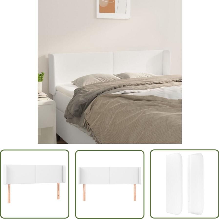VidaXL Hoofdbord 147x16x78 88 cm Kunstleer Wit Hoofd Bord Hoofdkussen Beddecoratie Slaap Accessoires Kamer Decoratie Modern Headboard White Bedroom Furniture