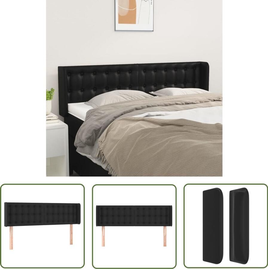 VidaXL Hoofdbord 147x16x78 88 cm Kunstleer Zwart Hoofd Bord Hoofdeinde Bed Accessoires Kunstleder Zwarte Meubels Slaapkamers