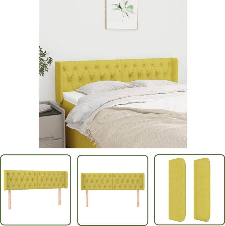 VidaXL Hoofdbord 147x16x78 88 cm Stof Groen Hoofd Bord Hoofdeinde Bed Accessoires Slaap Kamer Meubels Stoffen Hoofdbord Groene Hoofdbord