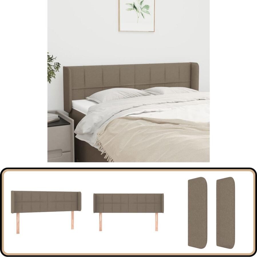 VidaXL Hoofdbord 147x16x78 88 cm Stof Taupe Hoofd Bord Hoofdeinde Beddecoratie Slaap Accessoires Taupecouleur