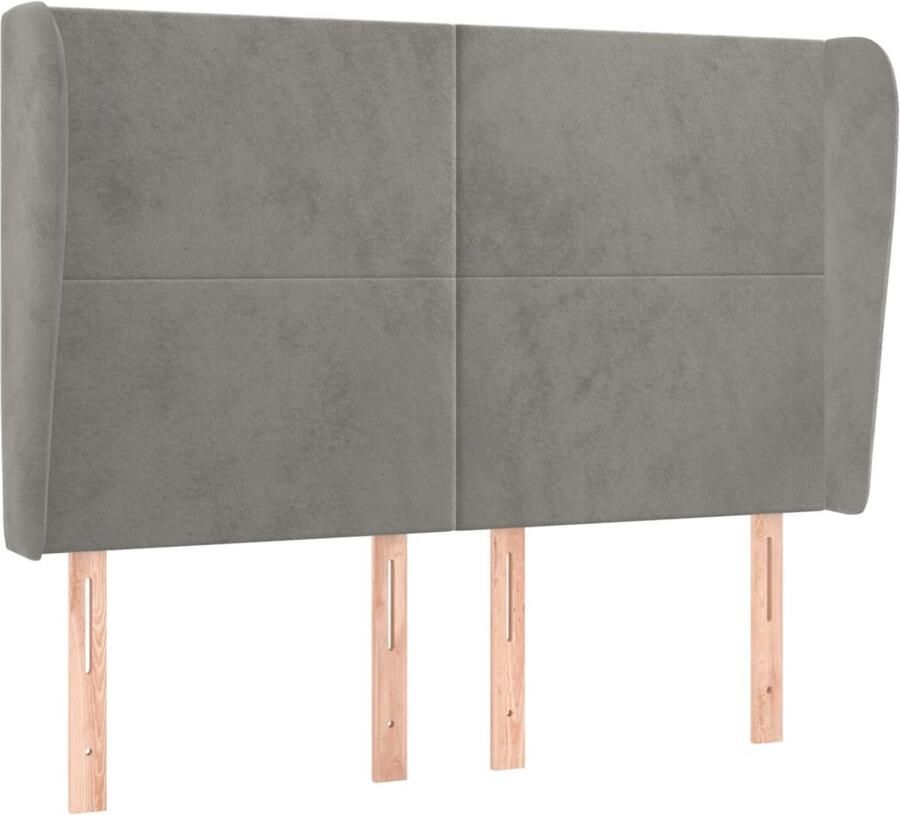 VidaXL Hoofdbord 147x23x118 128 cm Fluweel Lichtgrijs Hoofd Bord Hoofdkussen Beddecoratie Velvet Grijs Slaapkamervloerisolator - Foto 3