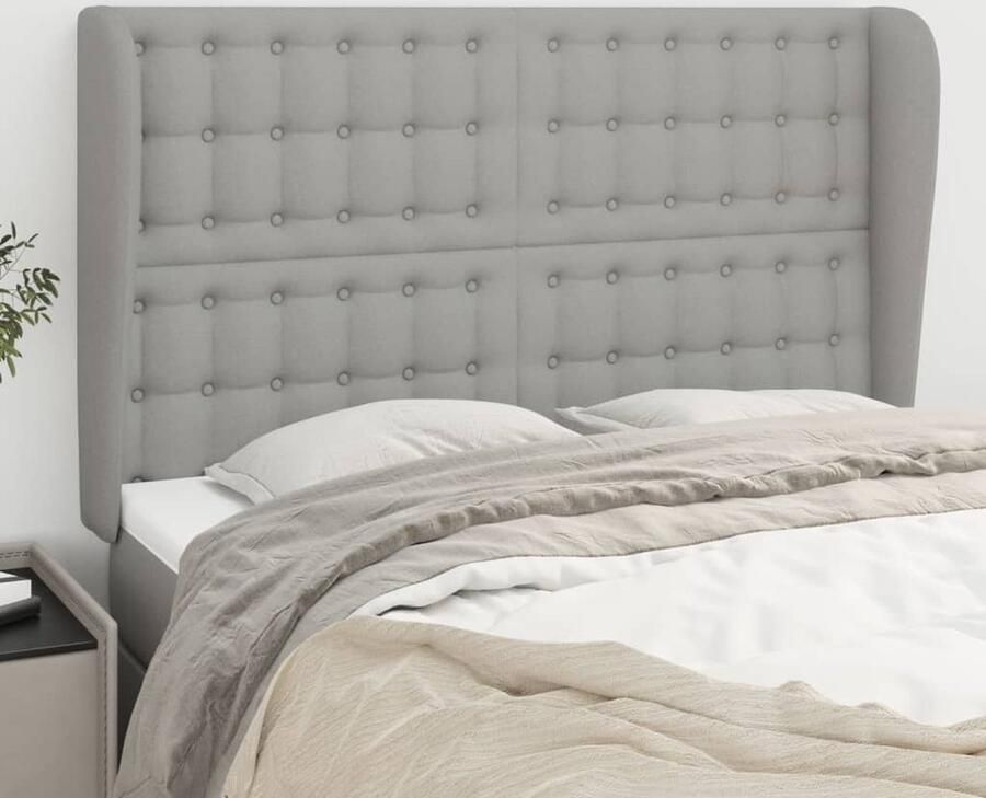 VidaXL Hoofdbord 147x23x118 128 cm Lichtgrijs Stof Hoofd Bord Hoofdbord Beddecoratie Klassiek Hoofdbord Stoffen Hoofdbord Grijs Hoofdbord Slaap Accessoires - Foto 2