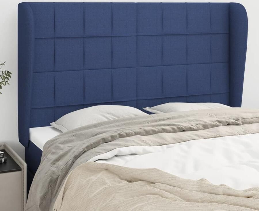 VidaXL Hoofdbord 147x23x118 128 cm Stof Blauw Hoofd Bord Hoofdkussen Beddecoratie Slaapkamers Blauwe Kamer Modern Interieur Comfortabel Bed Stoffen Hoofdbord - Foto 2