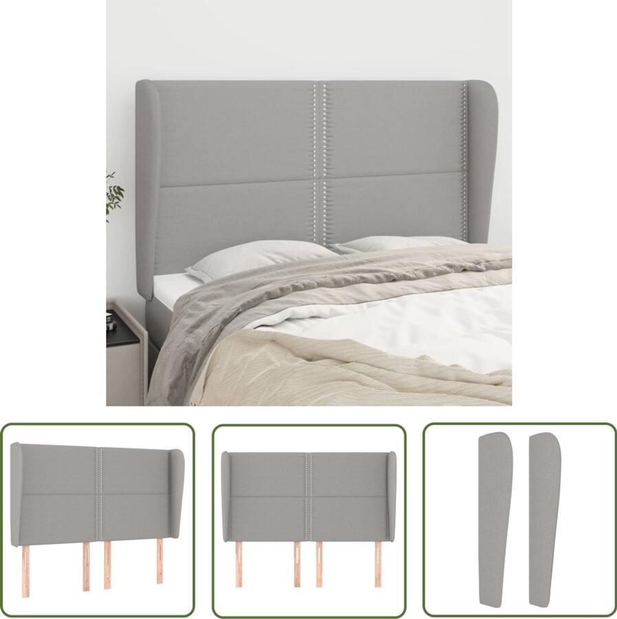 VidaXL Hoofdbord 147x23x118 128 cm Stof Lichtgrijs Hoofd Bord Hoofdeinde Beddecoratie Slaap Accessoires Stoffen Hoofdbord Grijs Hoofdbord Modern Hoofdbord Comfortabel Hoofdbord