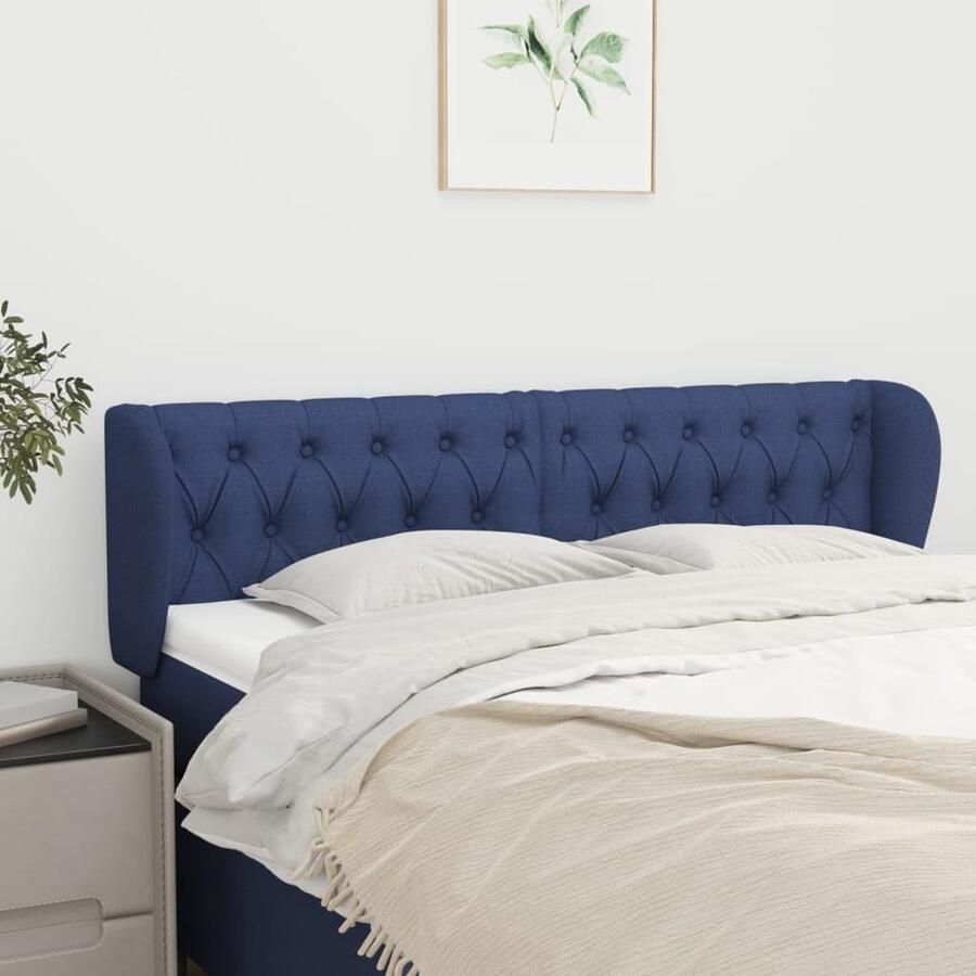 VidaXL Hoofdbord 147x23x78 88 cm Blauw Inclusief Randen Hoofd Bord Hoofdbord Klassiek Hoofdbord Blauw Stoffen Hoofdbord Bed Accessoires Slaapkamers - Foto 2