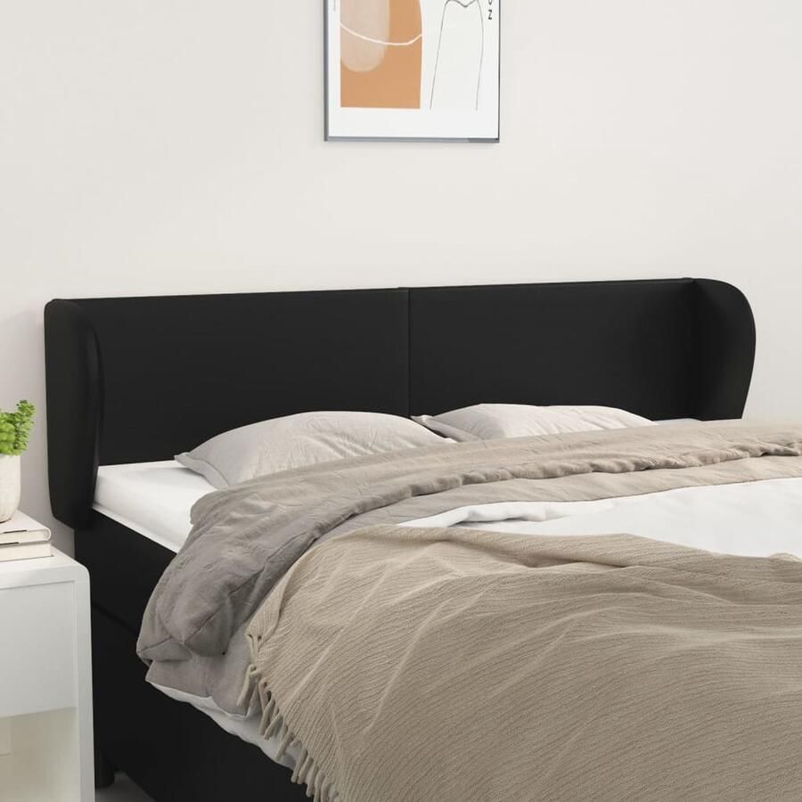 VidaXL Hoofdbord 147x23x78 88 cm Kunstleer Zwart Hoofd Bord Hoofdbord Zwart Bed Accessoires Kunstleer Hoofdbord Beddecoratie Slaapkamers - Foto 2