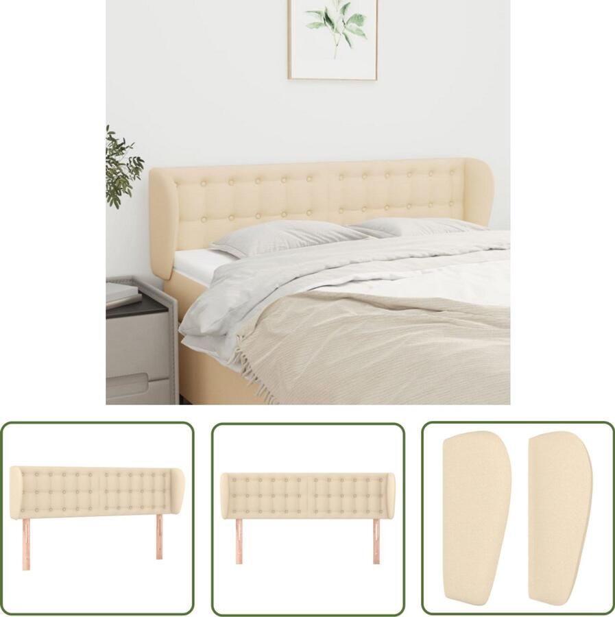 VidaXL Hoofdbord 147x23x78 88 cm Stof crème Klassieke Hoofdbord Crème Bedhoofd Stoffen Hoofdbord Adjustable Headboard Comfortabele Ondersteuning Leeshoek