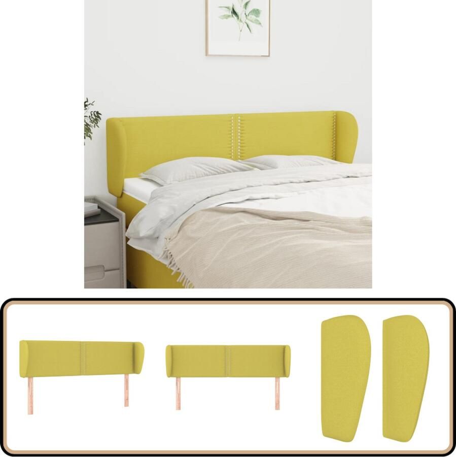 VidaXL Hoofdbord 147x23x78 88 cm Stof Groen Hoofd Bord Hoofdkussen Stoffen Hoofdbord Groene Hoofdbord Comfortabel Hoofdbord