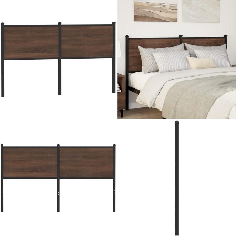 VidaXL Hoofdbord 150 cm bewerkt hout en staal bruin eikenkleurig Hoofdbord Hoofdborden Bed Hoofdbord Bedhoofdbord