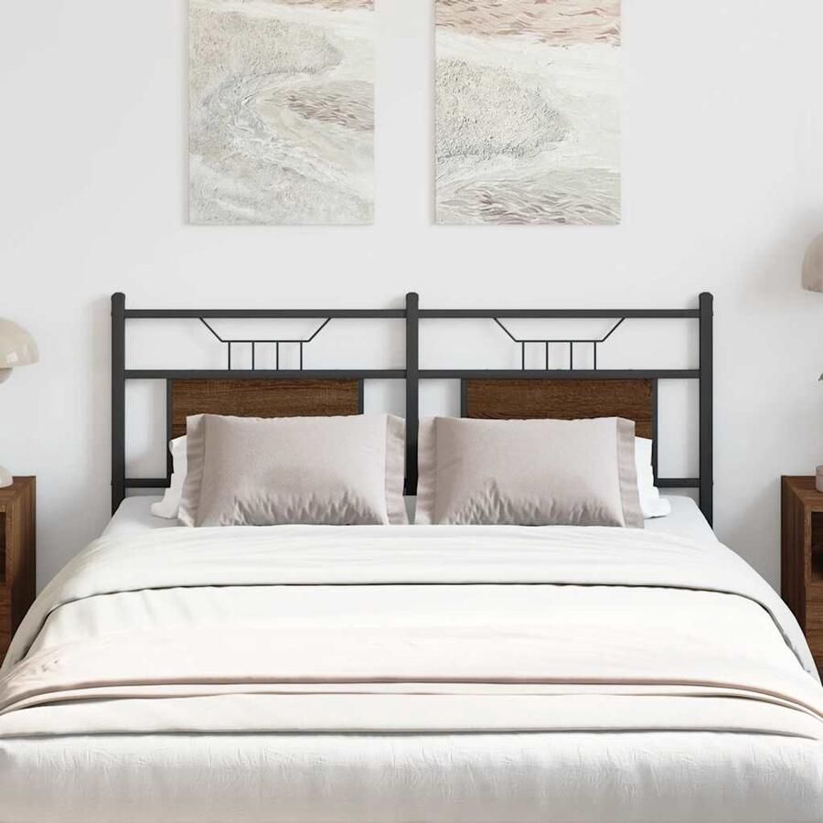 VidaXL Hoofdbord 150 cm bewerkt hout en staal bruin eikenkleurig