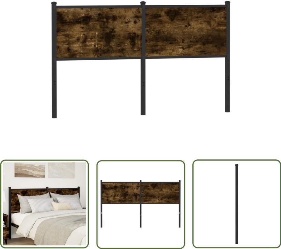 VidaXL Hoofdbord 150 cm Bewerkt hout & staal Eiken Hoofd Bord Hoofdbord Beddecoratie Houten Hoofdbord Metaalhoofdbord Bruine Hoofdbord Klassiek Hoofdbord Leeshoek Tv Hoek Bedroom Decor Slaapkamervoorwerp