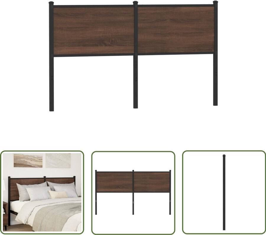 VidaXL Hoofdbord 150 cm Bruin Eiken en Staal Hoofd Bord Hoofdkussen Slaap Kamer Decoratie Houten Hoofdbord Metaal Hoofdbord Beddecoratie Bedroom Furniture Luxe Hoofdbord Vintage Hoofdbord Moderne Hoofdbord Bruine Hoofdbord