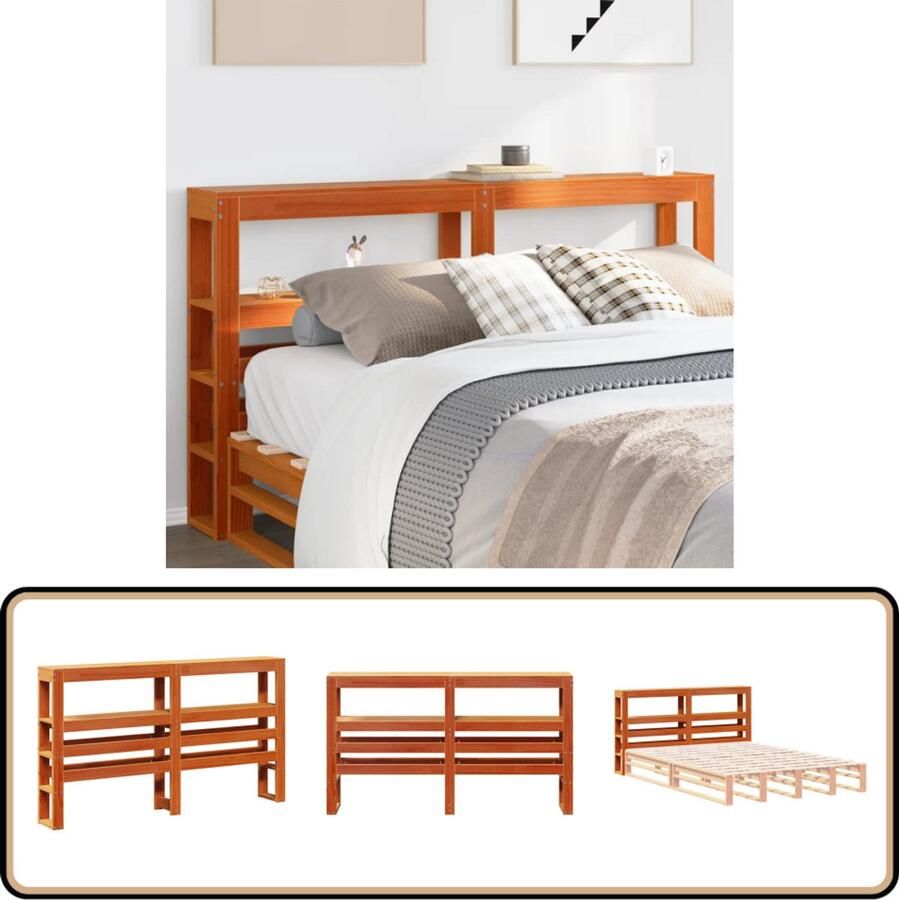 VidaXL Hoofdbord 150 cm Grenenhout Wasbruin Hoofdbord Houten Hoofdbord Rustic Headboard Slaapkamervloerisolator Opberghoofdboard