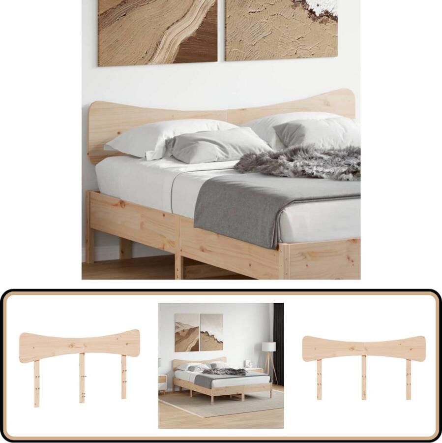 VidaXL Hoofdbord 150 cm Massief Grenenhout Hoofd Bord Beddecoratie Grenenhout Bruine Hoofdletters Massief Hout