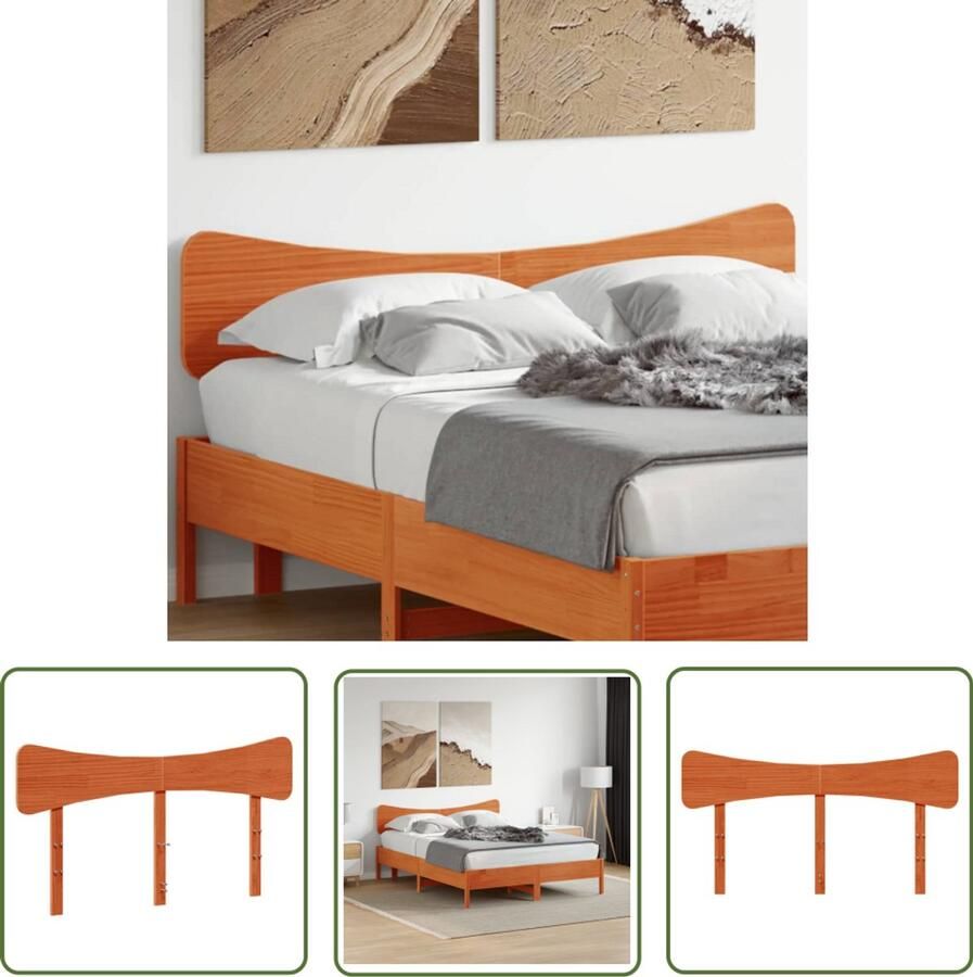 VidaXL Hoofdbord 150 cm Massief Grenenhout Hoofd Bord Hoofdkussen Bed Frame Slaap Kamer Grenen Hout Massief Hout Bruine Kleur Vintage Style Landelijk Interieur Comfortabel Leeshoek Tv Hoek