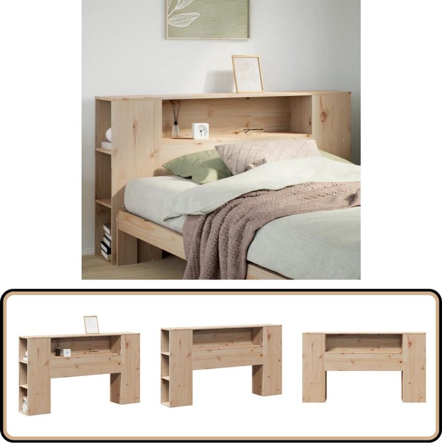 The Living Store Hoofdbord met opbergruimte 150 cm massief grenenhout Hoofdbord Houten Hoofdbord Massief Grenenhout Hoofdbord Met Opbergruimte Stapelbare Kast