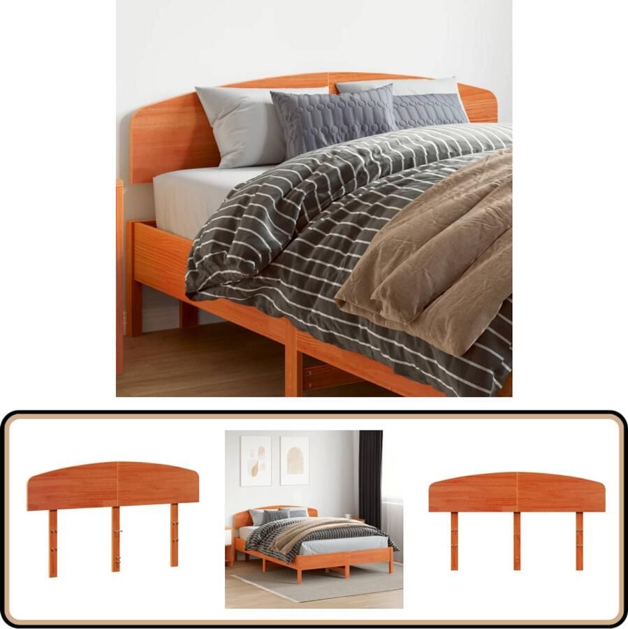 VidaXL Hoofdbord 150 cm Massief Grenenhout Wasbruin Hoofd Bord Beddecoratie Hoofdbord Hout Grenenhout Bruine Hoofdbord