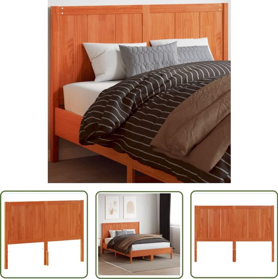 VidaXL Hoofdbord 150 cm Massief Grenenhout Wasbruin Hoofd Bord Grenenhout Hoofdbord Was Bruin Bed Frame