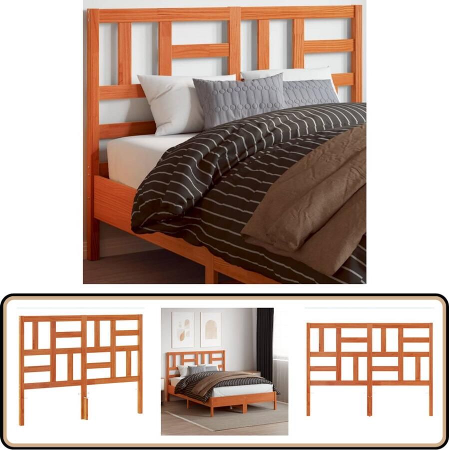 VidaXL Hoofdbord 150 cm Massief Grenenhout Wasbruin Hoofd Bord Hoofdbord Grenenhout Bruine Meubels Vintage Stijl