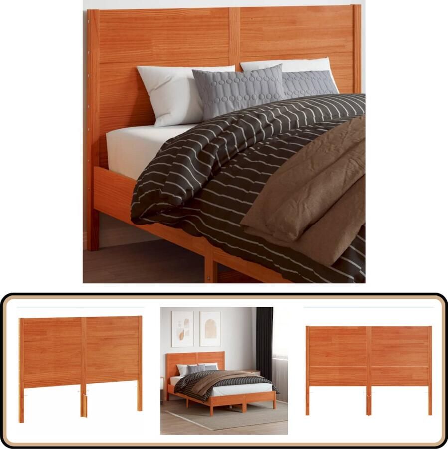 VidaXL Hoofdbord 150 cm Massief Grenenhout Wasbruin Hoofd Bord Hoofdborden Grenenhout Bruine Meubels Vintage Stijl