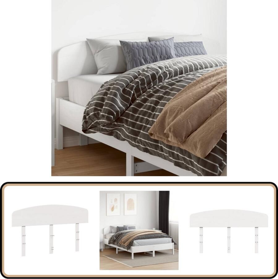 VidaXL Hoofdbord 150 cm Massief Grenenhout Wit Hoofd Bord Beddecoratie Hoofdbord Grenenhout Witte Hoofdbord Massief Hout Slaapkamervloerisolator Stapelbare Kasten Opbergkast