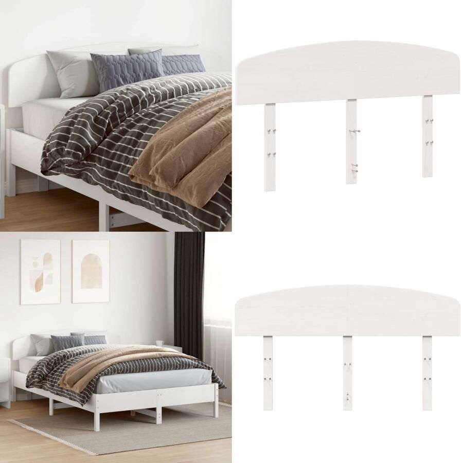 VidaXL Hoofdbord 150 cm massief grenenhout wit Hoofdbord Hoofdborden Bed Hoofdbord Bedhoofdbord