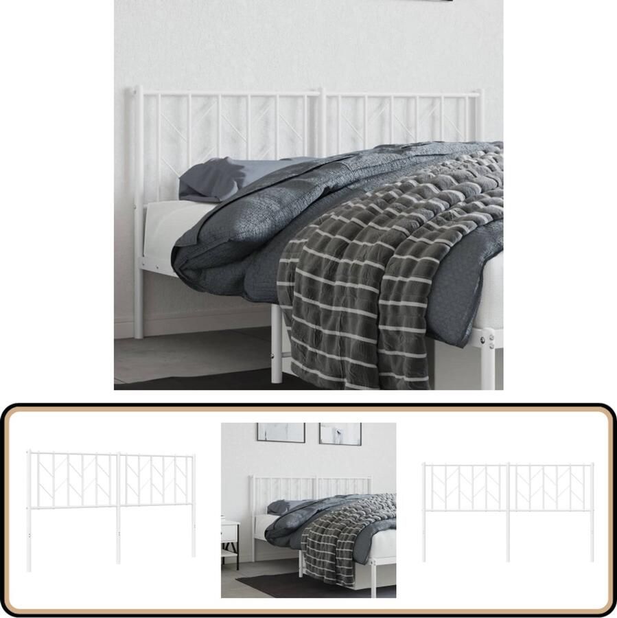 VidaXL Hoofdbord 150 cm Metaal Wit Hoofd Bord Bedhoofdeinde Staal Headboard Wit Hoofdbord Slaapkamersdecoratie