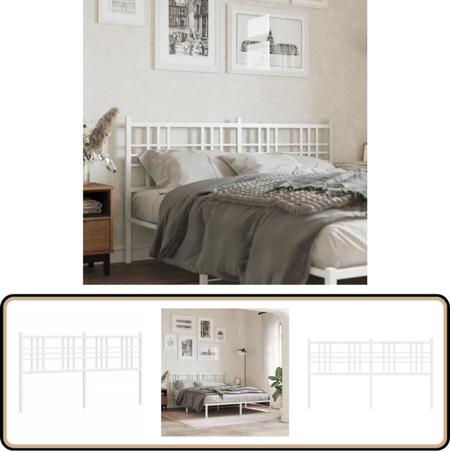 The Living Store Hoofdbord Staal 156 x 90 cm Robuuste metalen constructie Hoofd Bord Hoofdkussen Bed Frame Slaap Kamer Staal