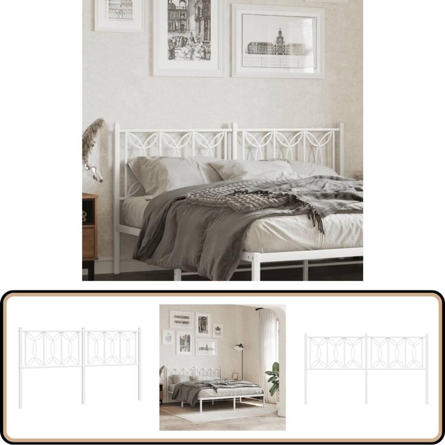 VidaXL Hoofdbord 150 cm Metaal Wit Hoofd Bord Hoofdkussen Slaapkamers Bed Frame Stalen Hoofdbord