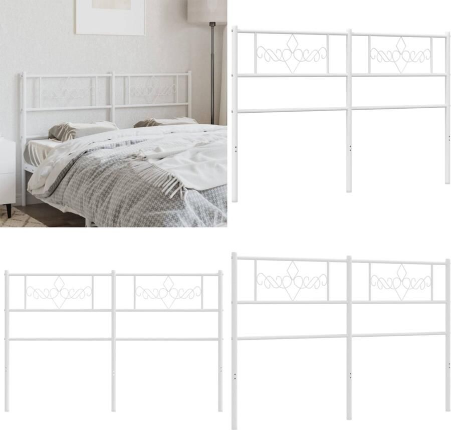 VidaXL Hoofdbord 150 cm metaal wit Hoofdbord Hoofdborden Hoofdbord Bed Hoofdeinde Bed