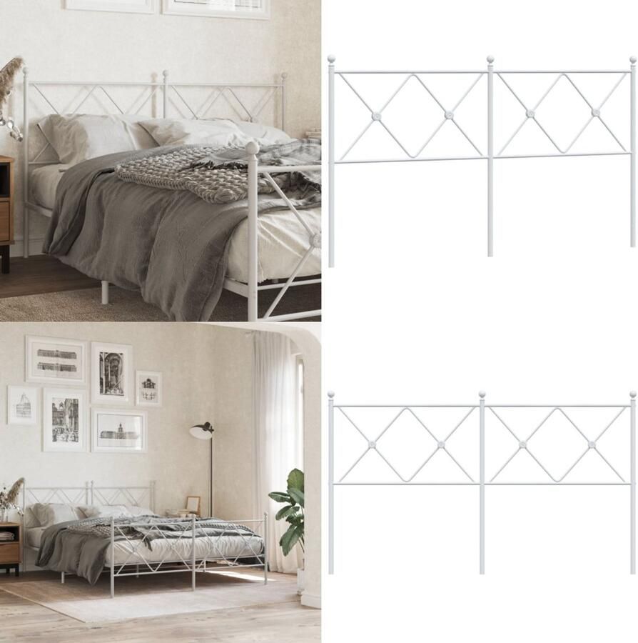 VidaXL Hoofdbord 150 cm metaal wit Hoofdbord Hoofdborden Hoofdeinde Metalen Hoofdbord