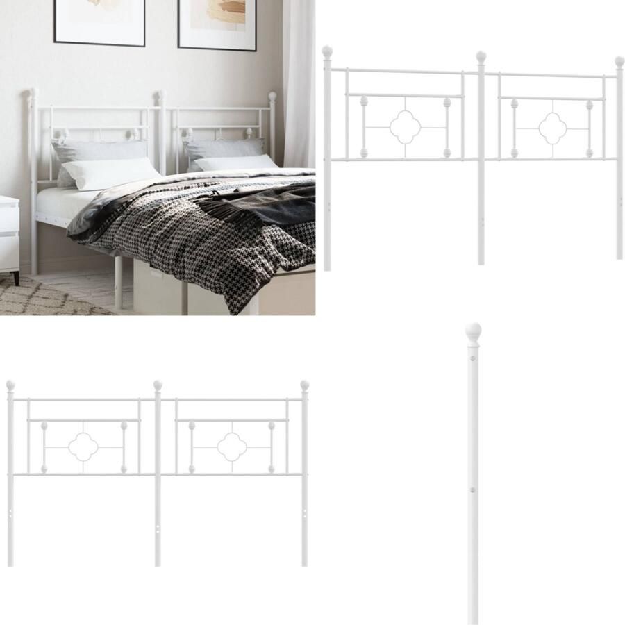 VidaXL Hoofdbord 150 cm metaal wit Hoofdeinde Hoofdeinden Hoofdeinde Bedhoofdeinde