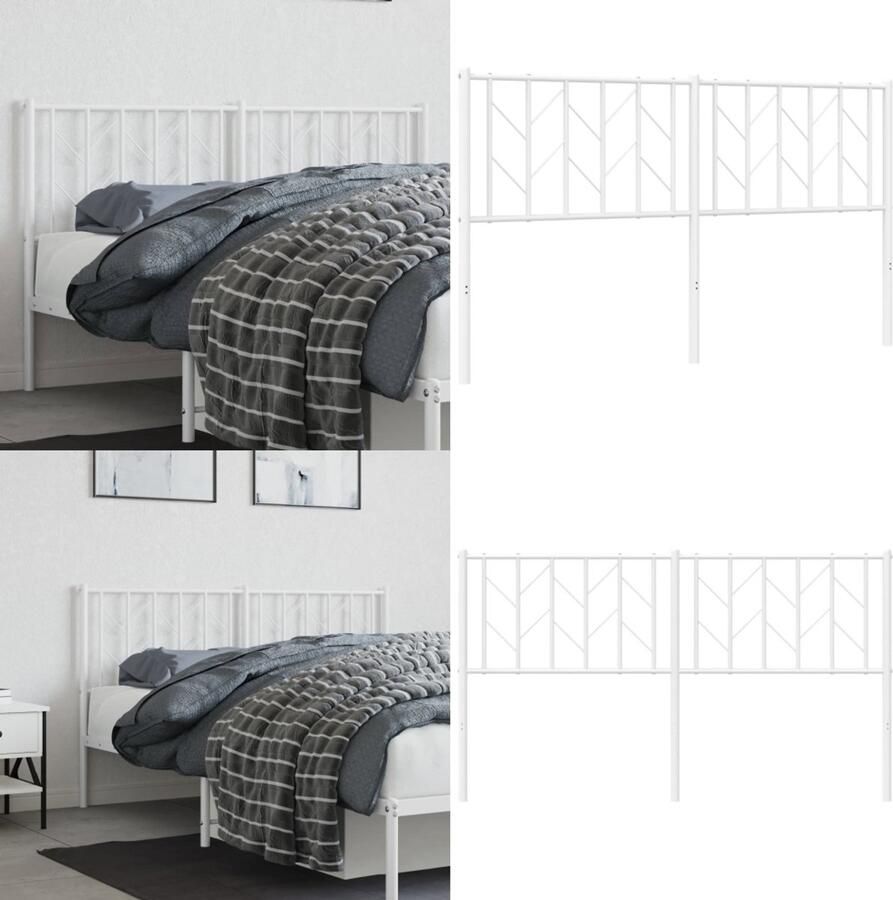 VidaXL Hoofdbord 150 cm metaal wit Hoofdeinde Hoofdeinden Hoofdeinde Bedhoofdeinde - Foto 2