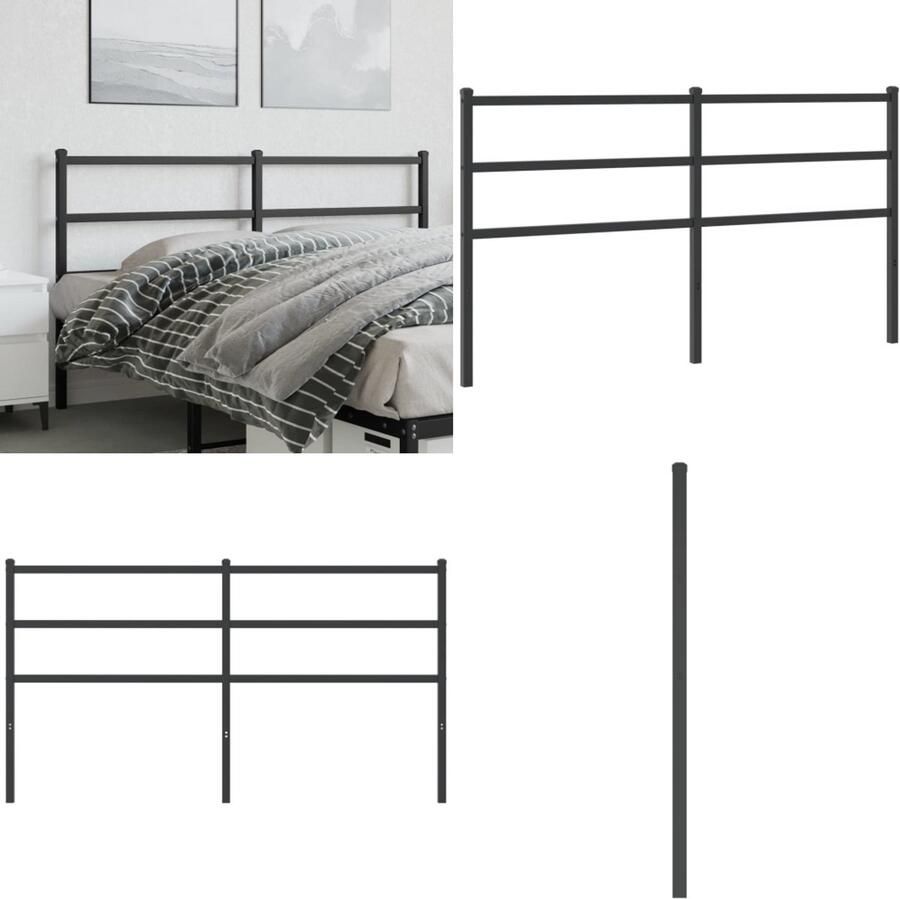 VidaXL Hoofdbord 150 cm metaal zwart Hoofdbord Hoofdborden Hoofdeinde Metalen Hoofdbord