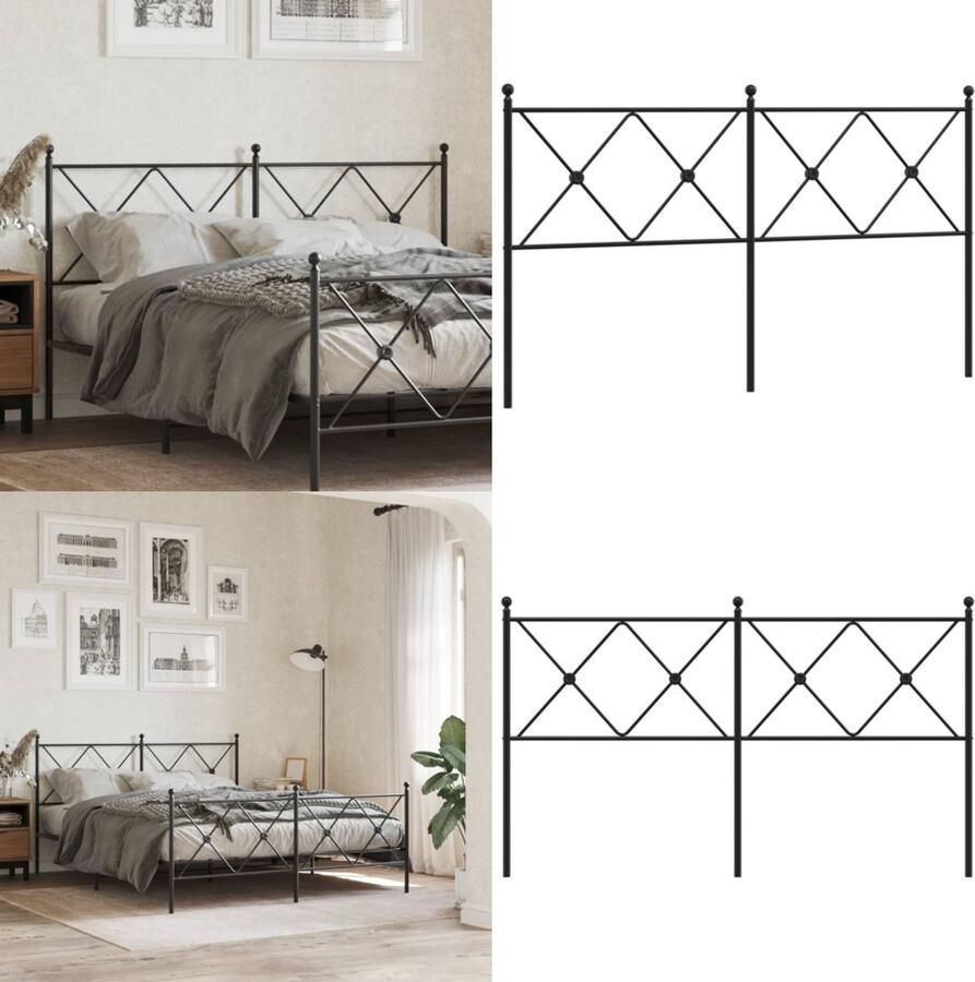 VidaXL Hoofdbord 150 cm metaal zwart Hoofdbord Hoofdborden Hoofdeinde Metalen Hoofdbord